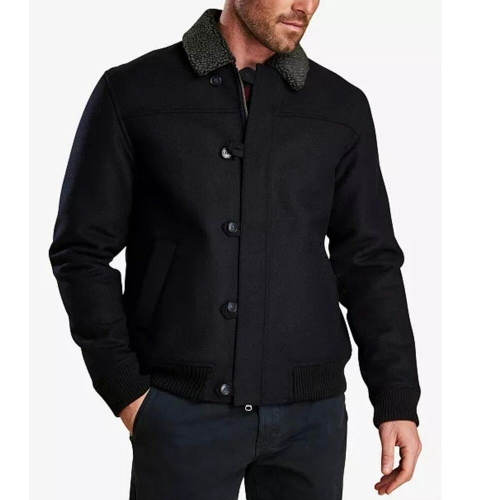 Barbour‎ coat men's XL melton wool bomber quilted plaid sherpa blue Tyndrum
